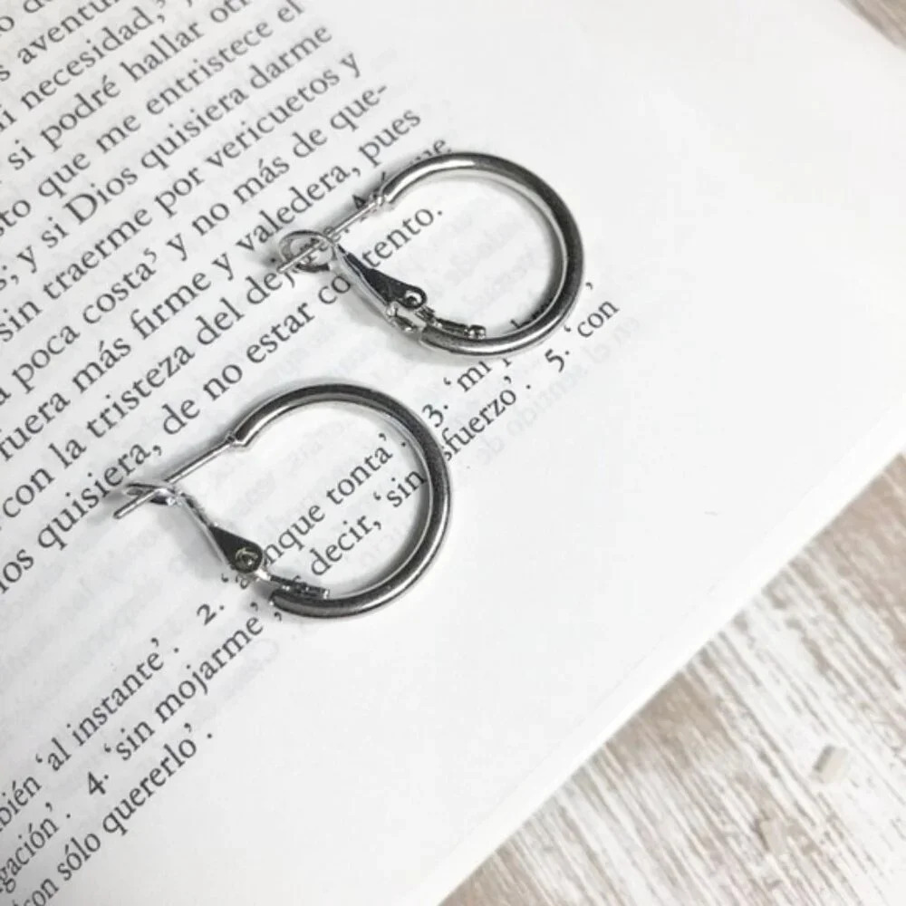 Classic mini silver steel hoops earrings/minimalist/tarnish resistance/boho
